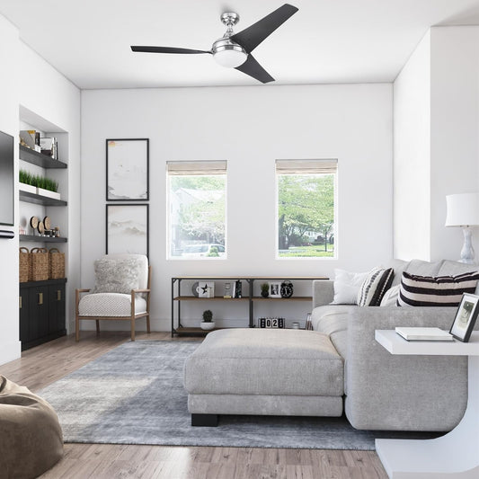 52 Inch Brushed Nickel LED Ceiling Fan With Remote