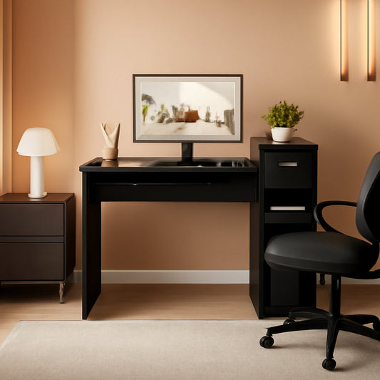 Modern Desk Drawer Shelves And Ergonomic Mesh Chair Set