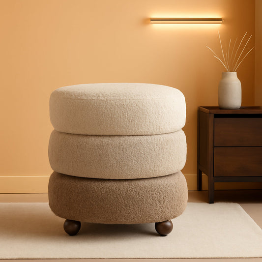 Round Upholstered Ottoman With Storage Gradient Brown