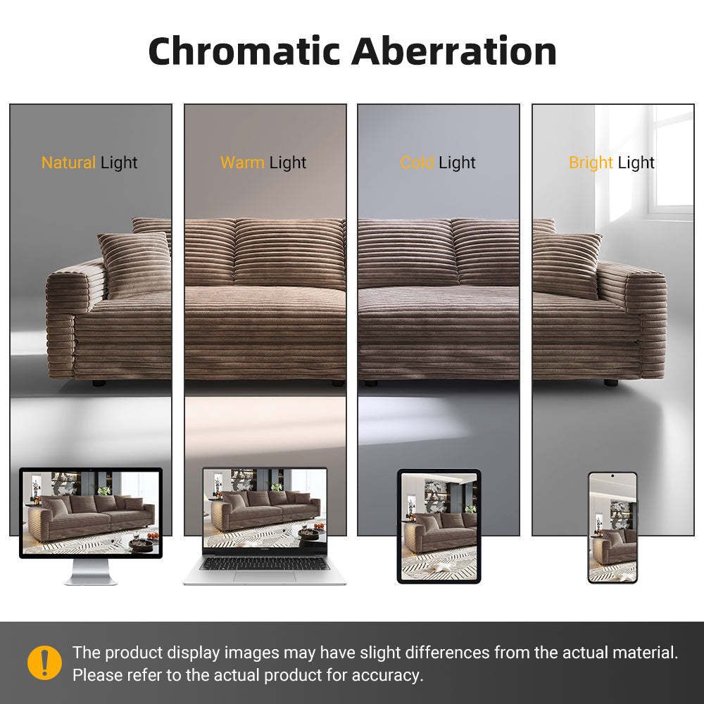 102.4" Plush Corduroy 4-Seat Sofa