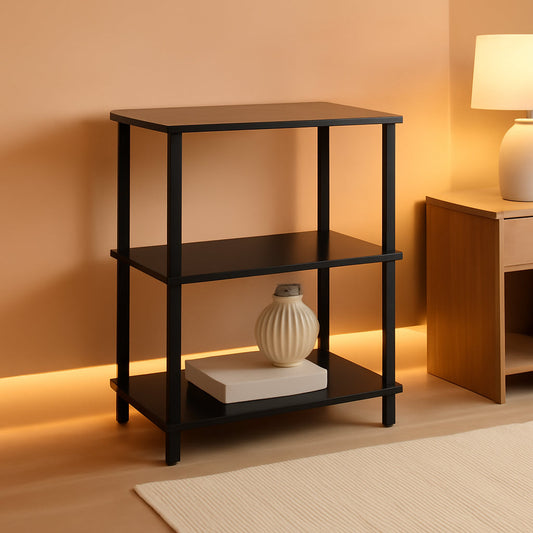 Jaya 3 Tier Walnut Bookcase Display Rack for Living Room