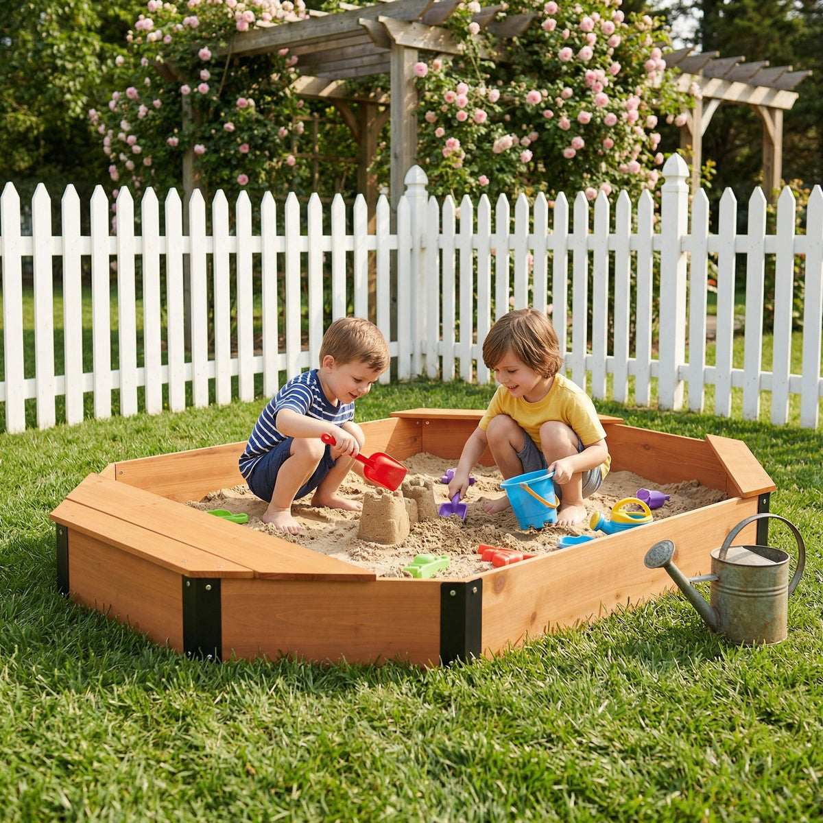 Octagon Sandbox with Storage for Kids