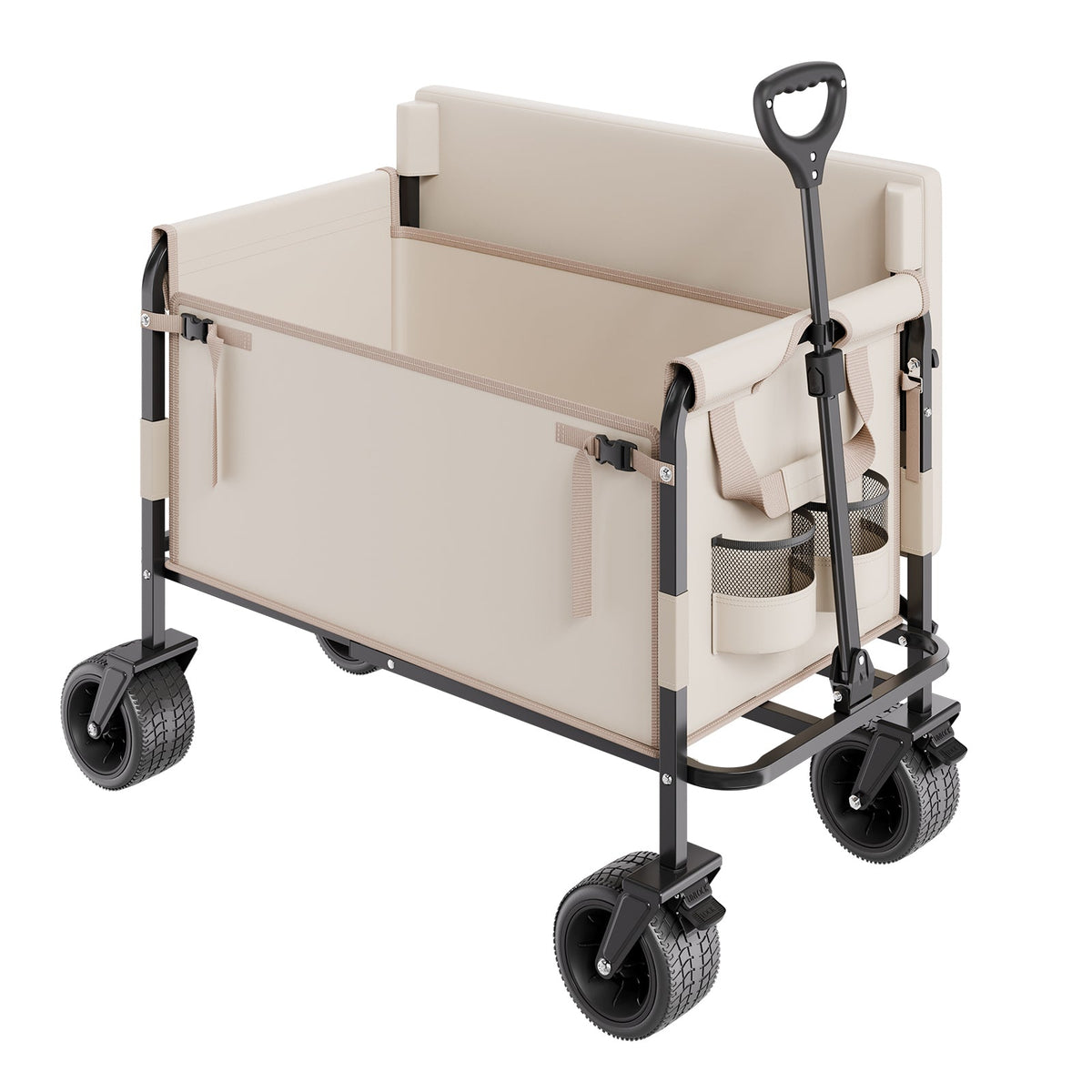 Foldable Wagon Cart Converts to Bench - 550lb Load & 220L Utility Wagon for Camp