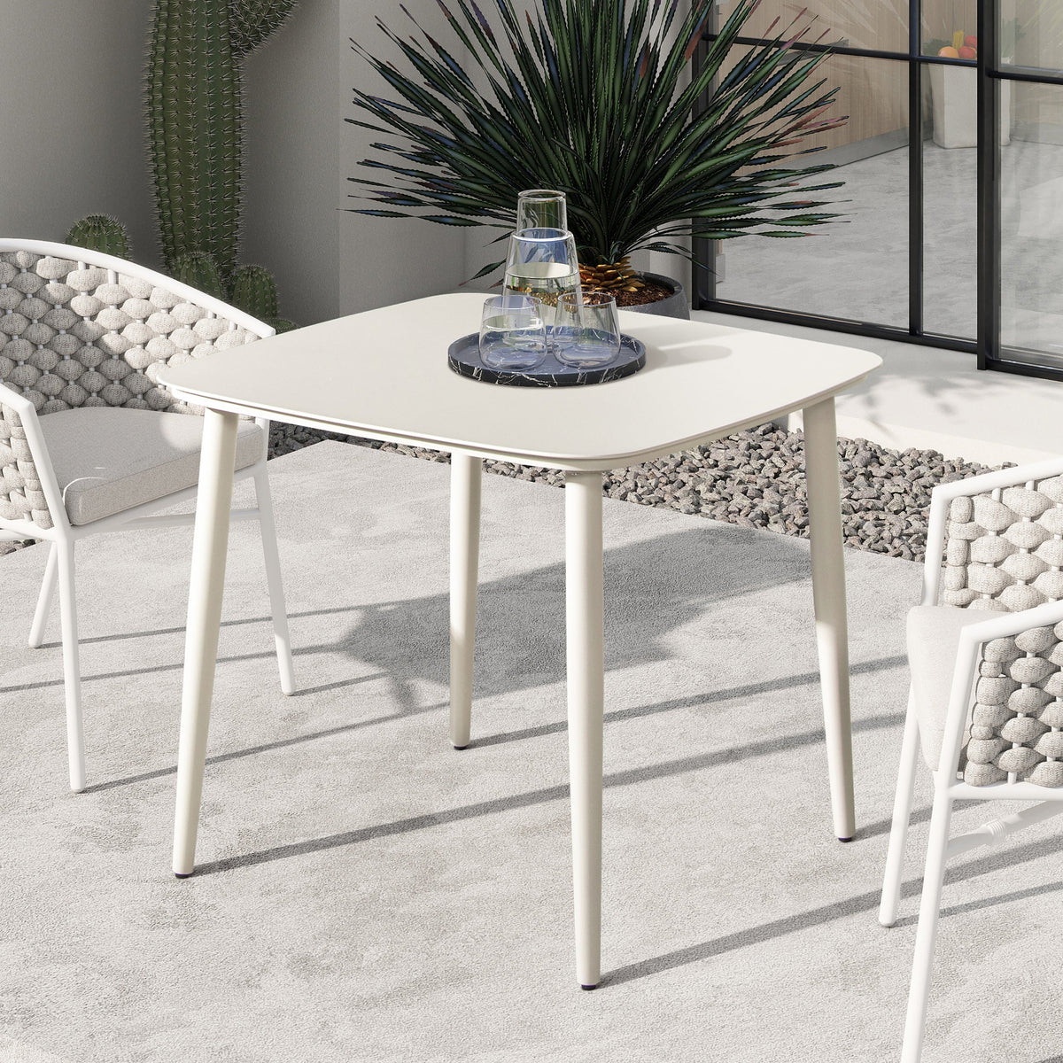 Santorini 33.5" Square Outdoor Patio Table Aluminum