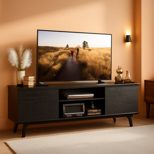 TV Stand 55 To 60 Inch With Storage Cabinets Sturdy