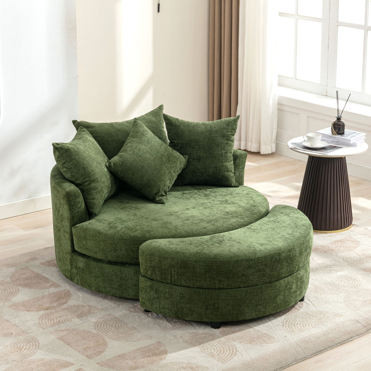 Orisfur 360° Swivel Accent Barrel Chair with Storage Ottoman