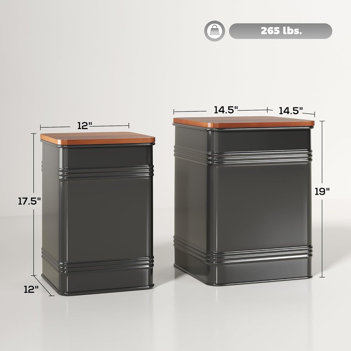 Industrial Black Storage Ottoman With Removable Lid