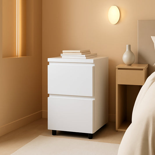 White Lockable File Cabinet With 2 Drawers Under Desk