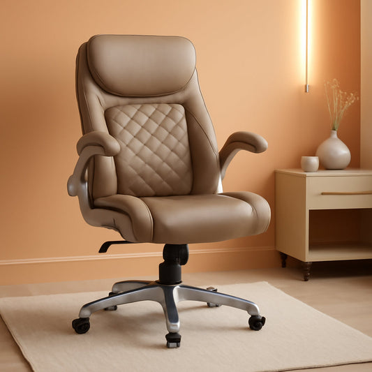Ergonomic Office Chair Microfiber Leather With Adjustable Lumbar Support Taupe