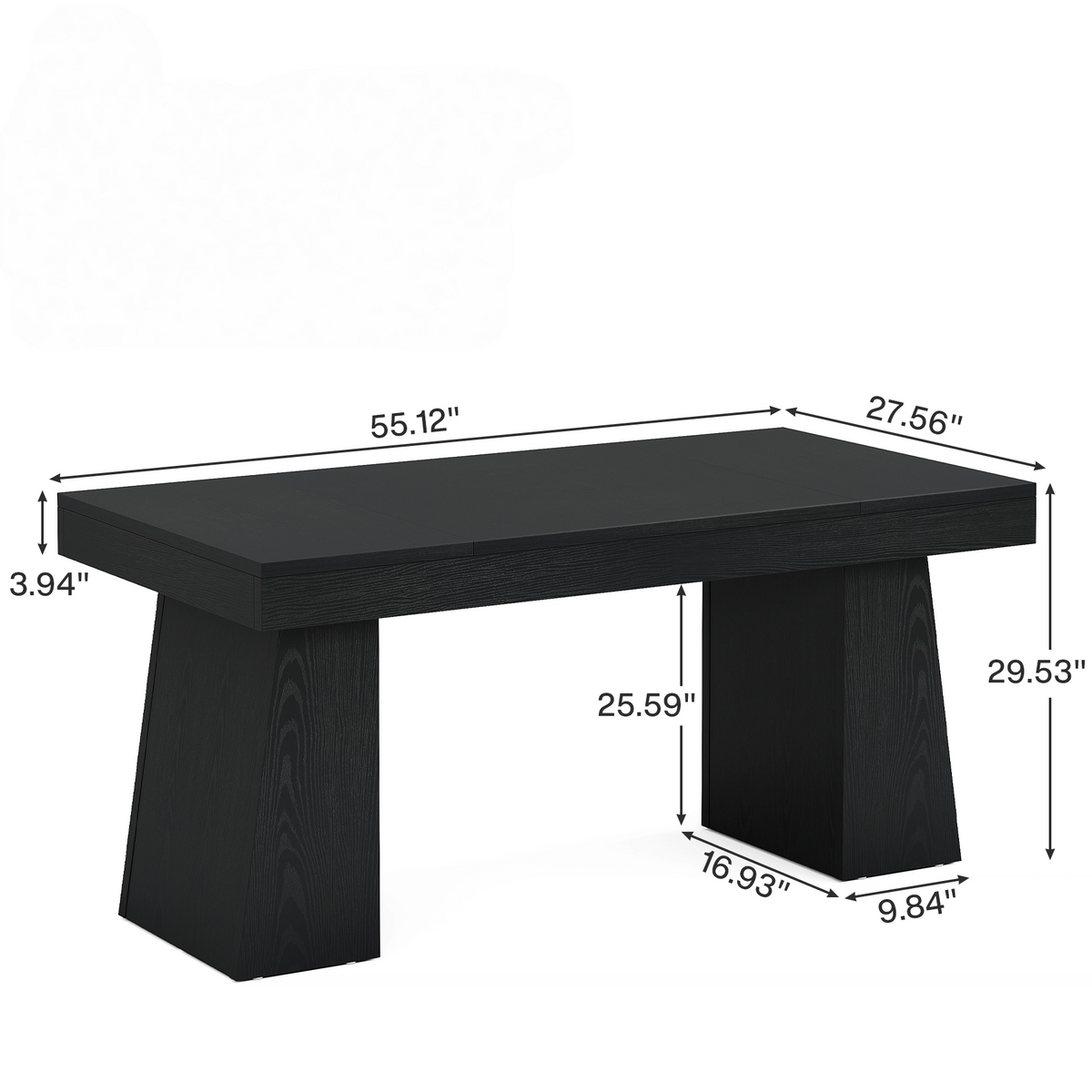 55" Mid-Century Modern Executive Desk