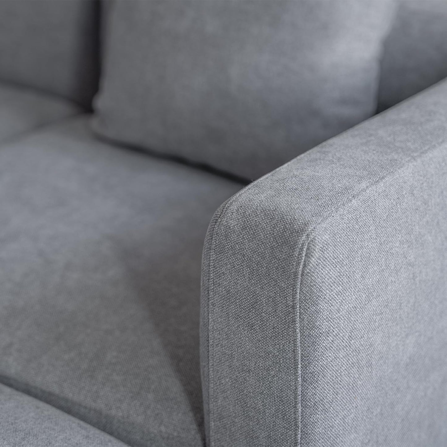 L Shaped Sectional Sofa Convertible In Linen Grey Modern