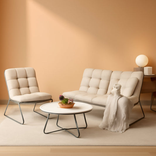 Outdoor Sofa Set For 4 With Thick Olefin Cushions Beige