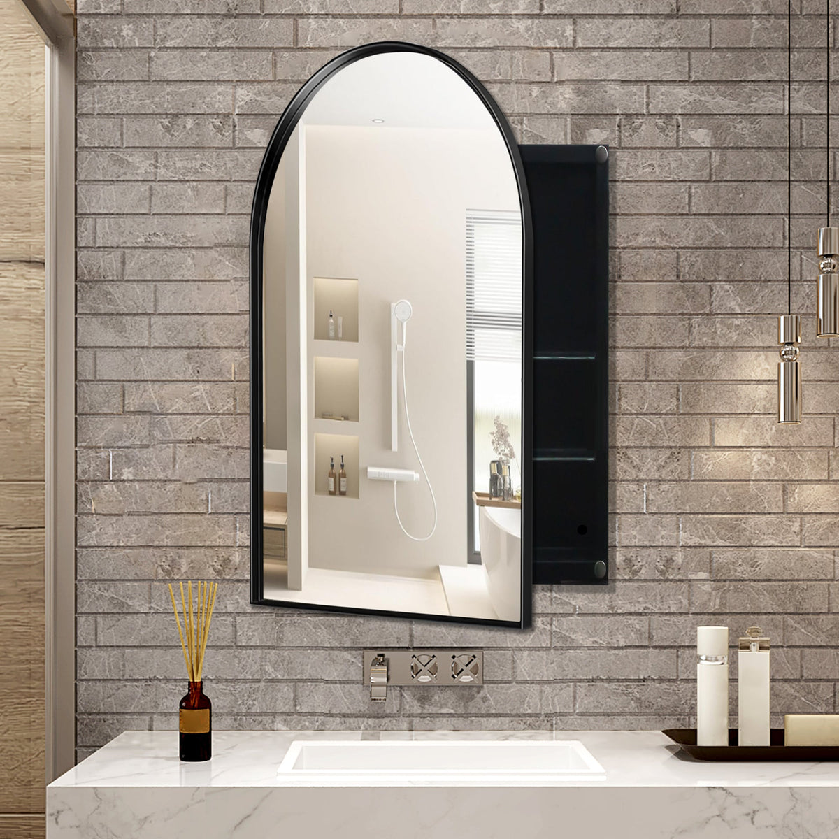 24x36 Inch Arched Recessed Medicine Cabinet