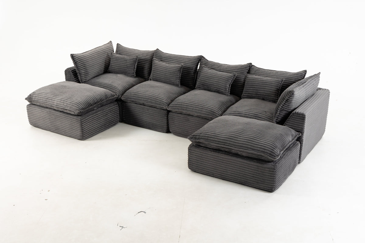 129.8" Width Cloud Couch Oversized Modular Sectional Sofa