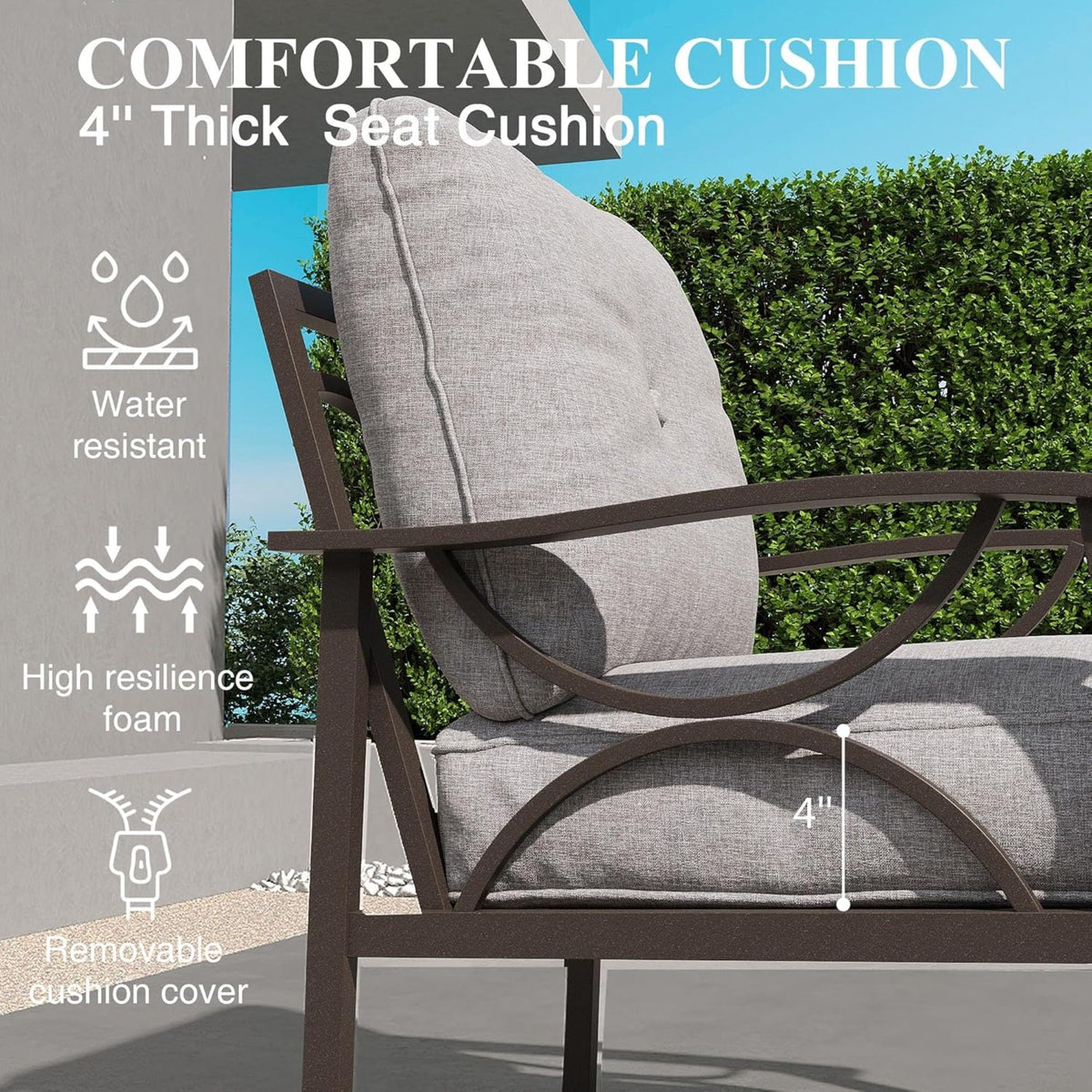 2 Piece Outdoor Patio Set, 70” All-Weather Metal 3-Seat Sofa
