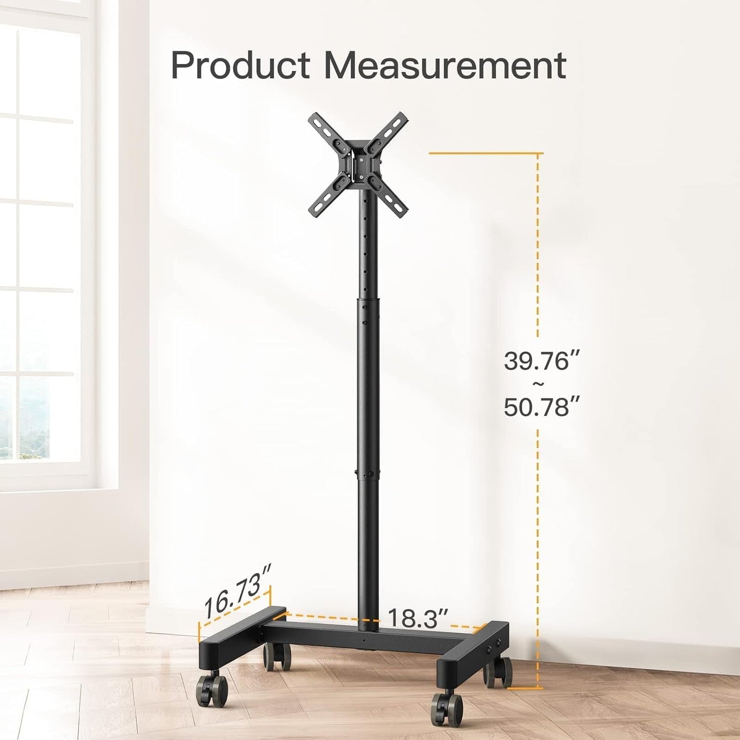 Adjustable Rolling TV Cart For 13 To 50 Inch TVs Tilt