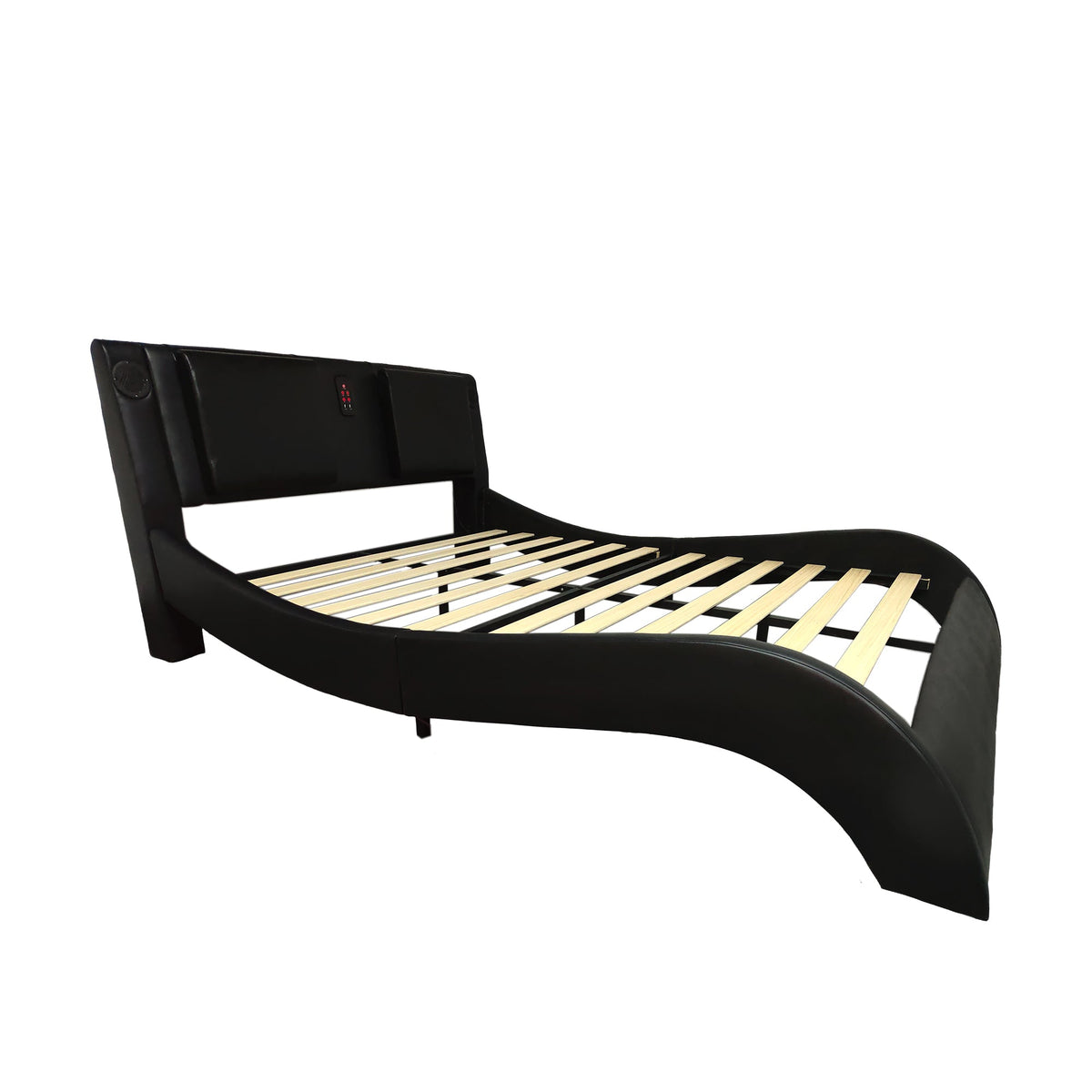 Faux Leather Upholstered Platform Bed Frame with LED Lighting