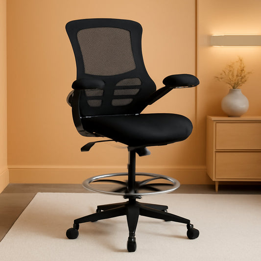 Kelista Mid Back Swivel Office Chair With Flip Up Armrests And Adjustable Height