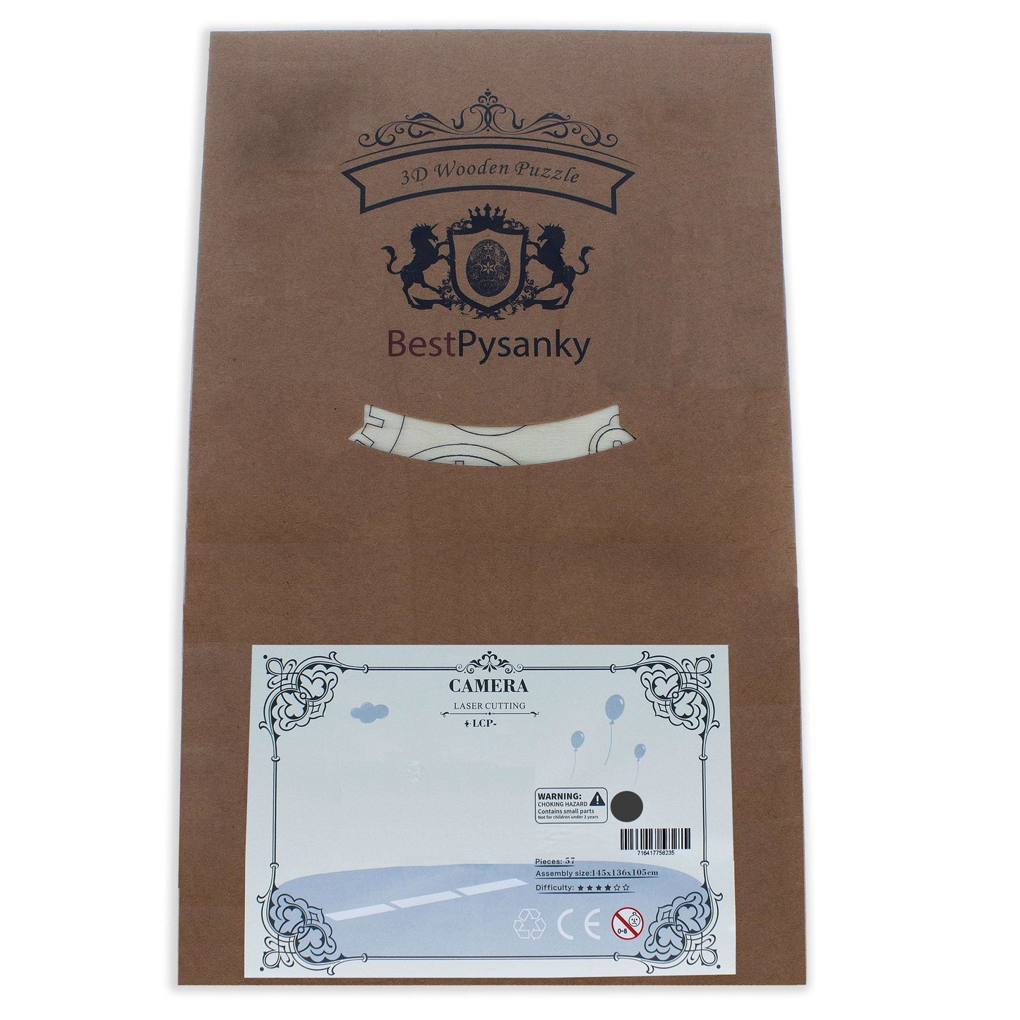 Passenger Airplane Model Kit - Wooden Laser-Cut 3D Puzzle (27 Pcs)