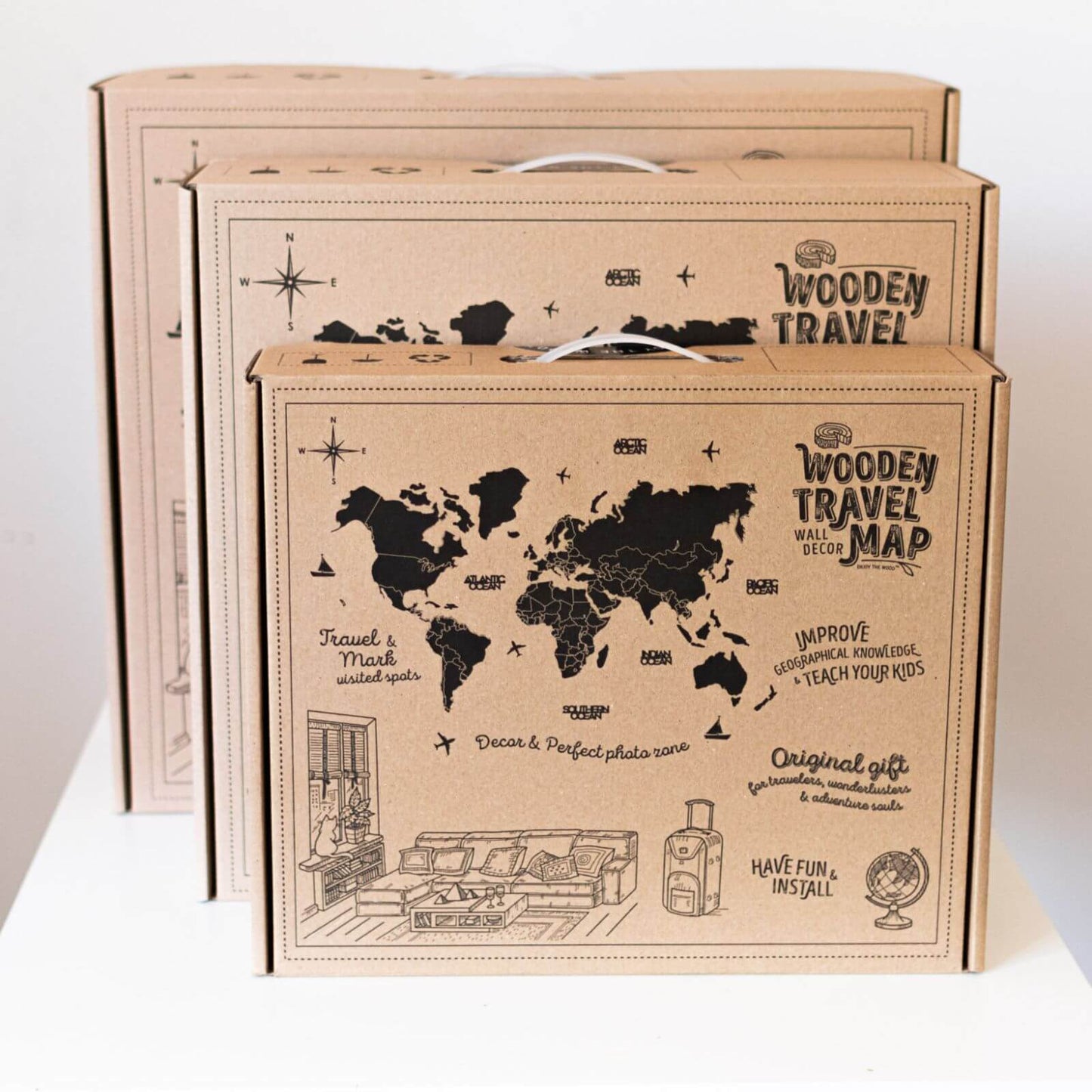 3D LED Wooden World Map 3.0 Terra