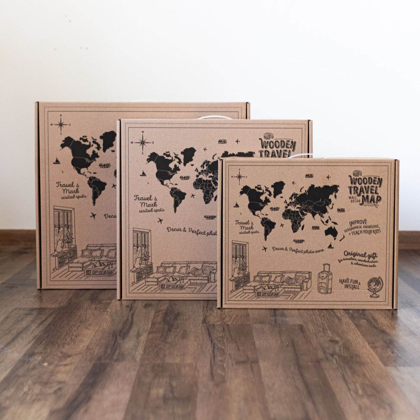 3D LED / LUMINOUS Wooden World Map 3.0 Midnight