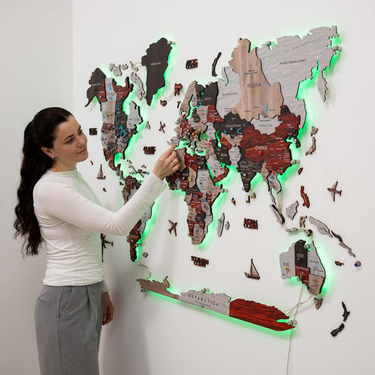 3D LED / LUMINOUS Wooden World Map 3.0 Urban
