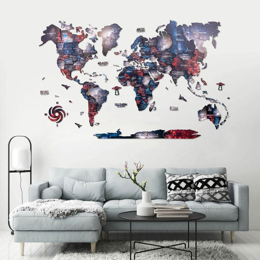 3D Wooden World Map Alcor