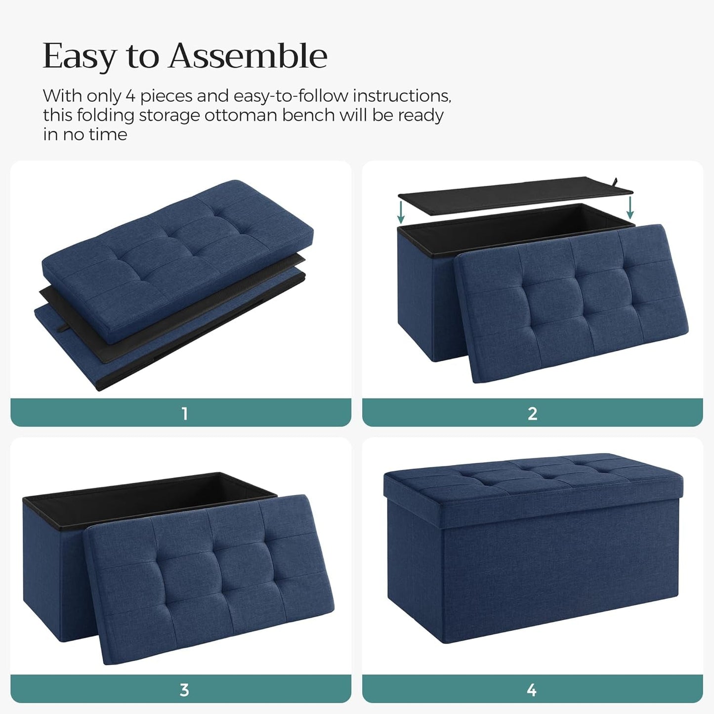 30 Inch Ottoman Bench Midnight Blue Storage Unit Pro Max