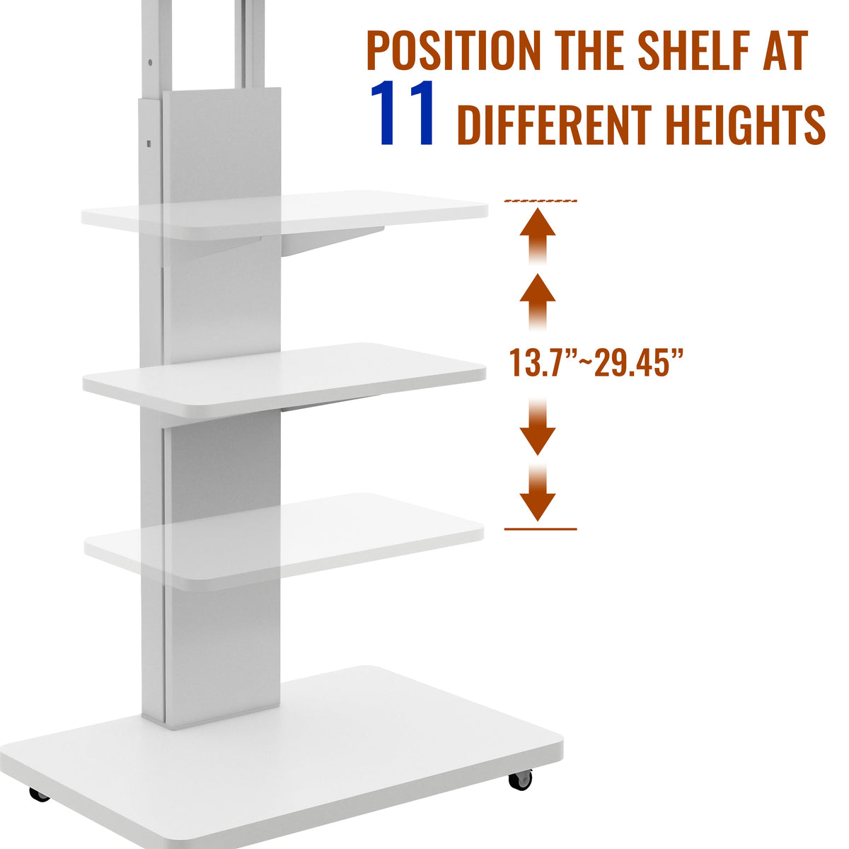 Mobile TV Stand with Adjustable Shelf