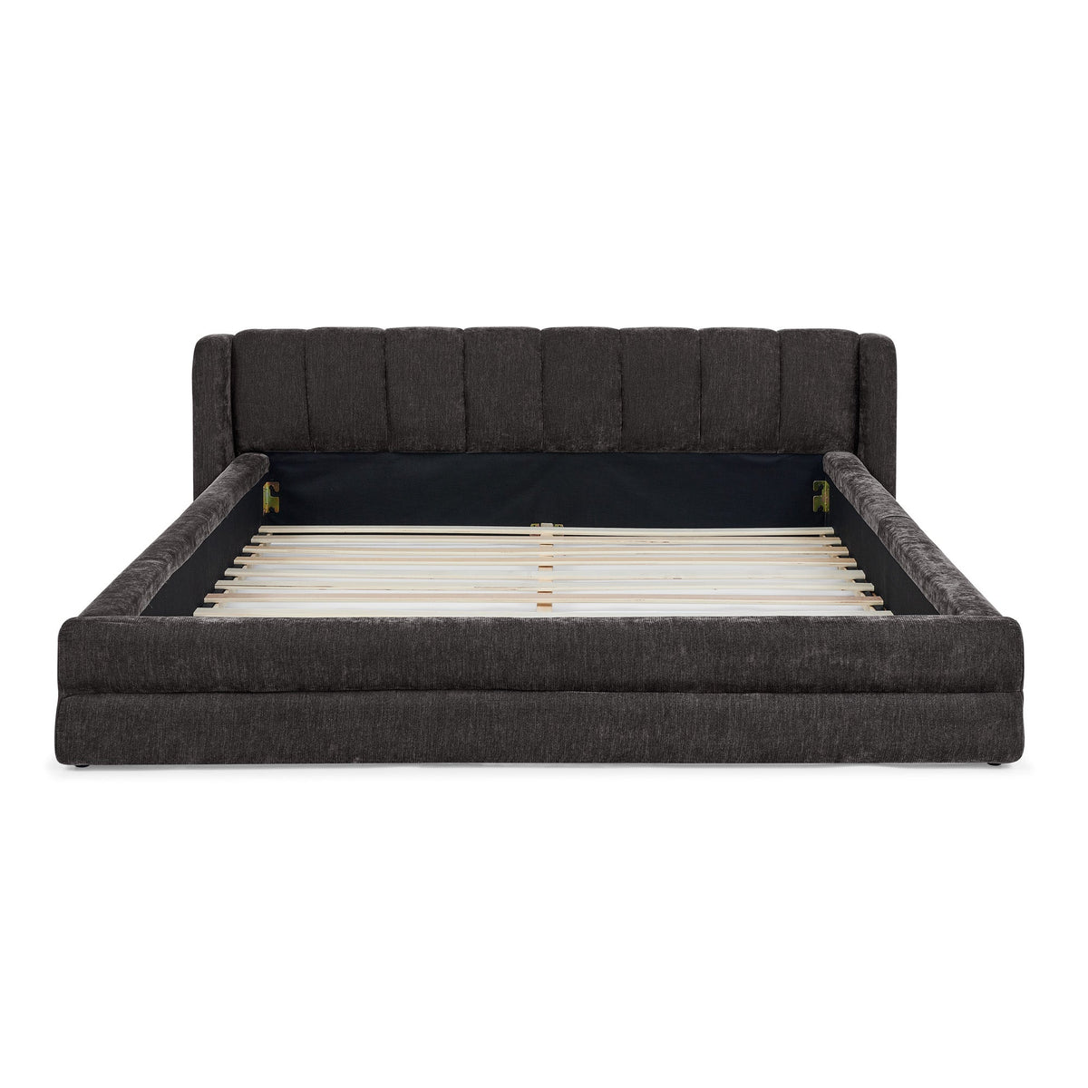 Queen Size Upholstered Bed Frame with Thick Fabric - Dark Grey