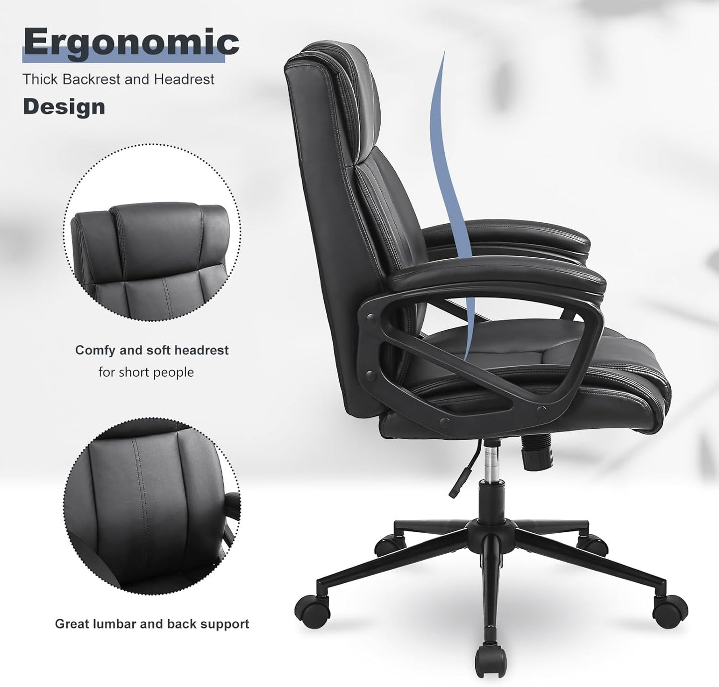 Black Ergonomic Office Chair With Adjustable Lumbar Support