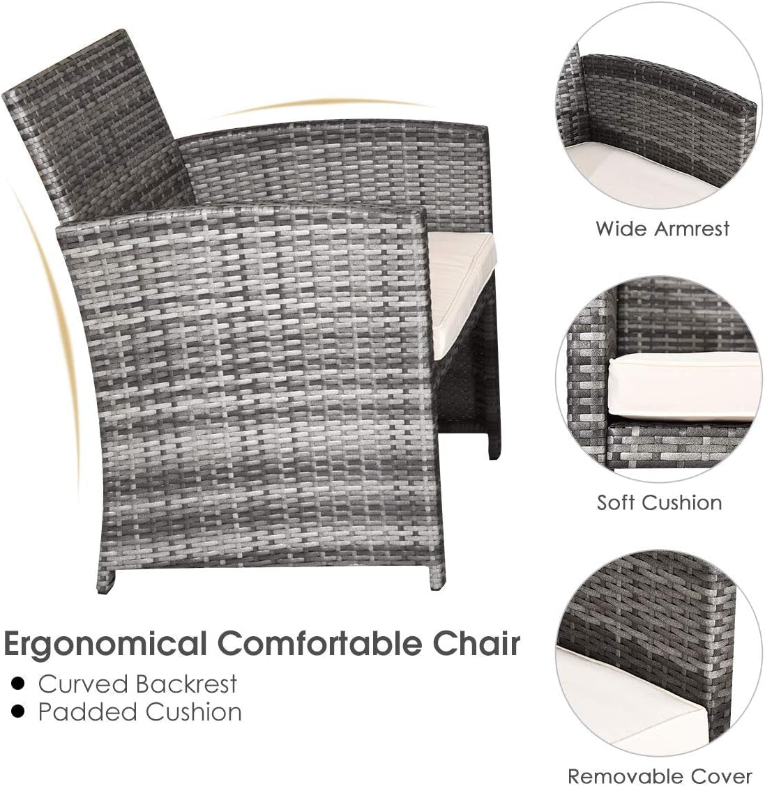 4 Piece Wicker Patio Conversation Set With Soft Cushions
