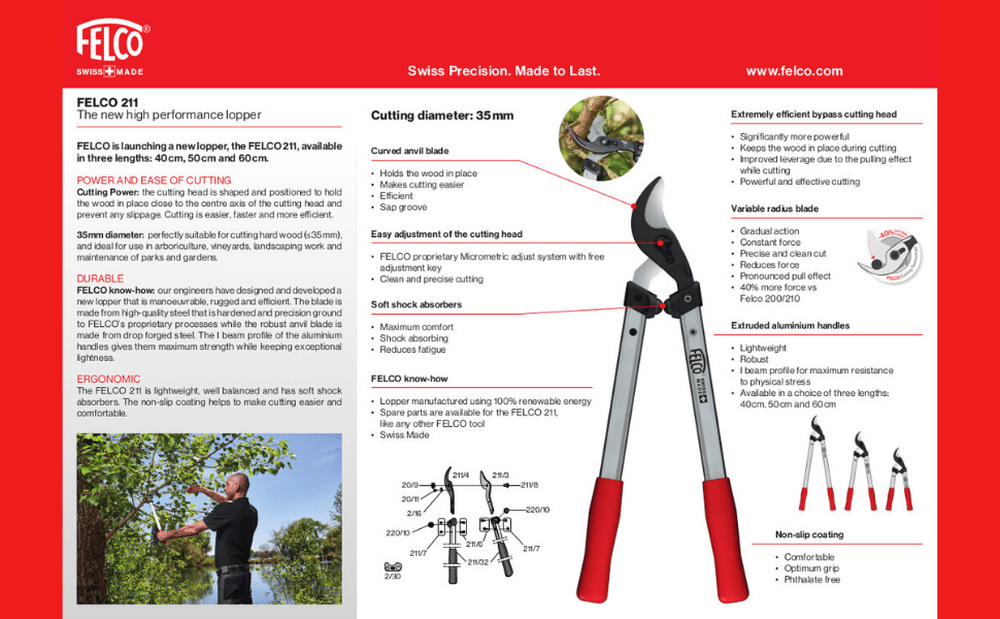 Felco 211-60 Curved cutting head 23.6in Lopper F-211-60