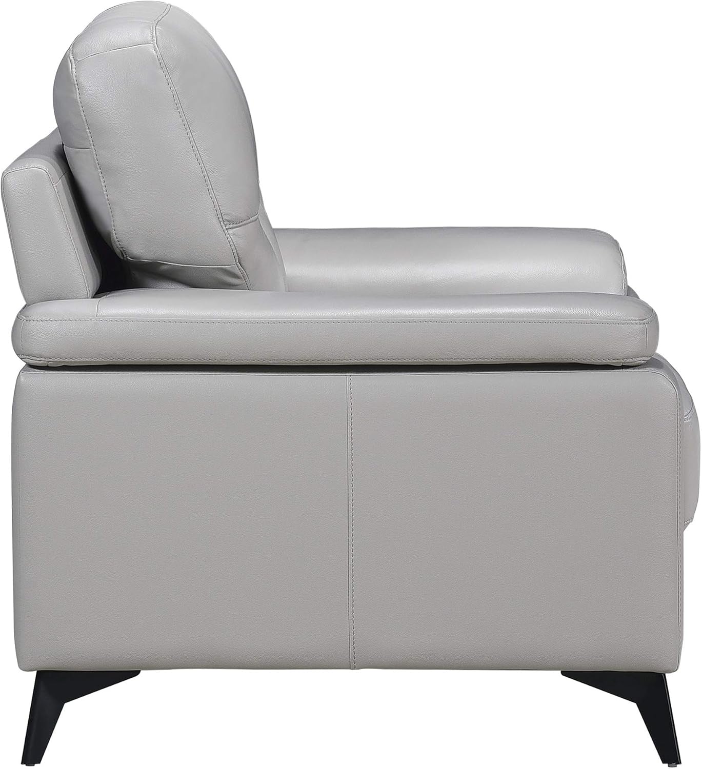 89 Inch Leather Sofa Silver Gray With Metal Legs Wood Frame