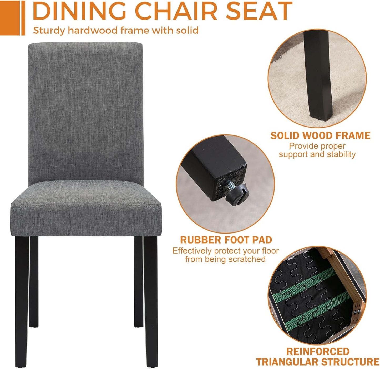 Gray Modern Fabric Upholstered Dining Chairs Set Of 4