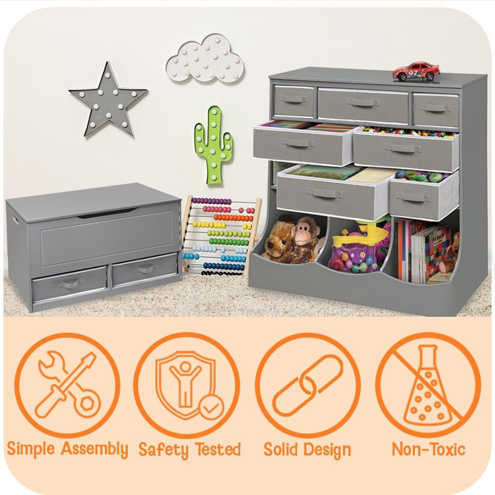 White Toy Storage Chest Bench FourCubicFeet FlipTopLid
