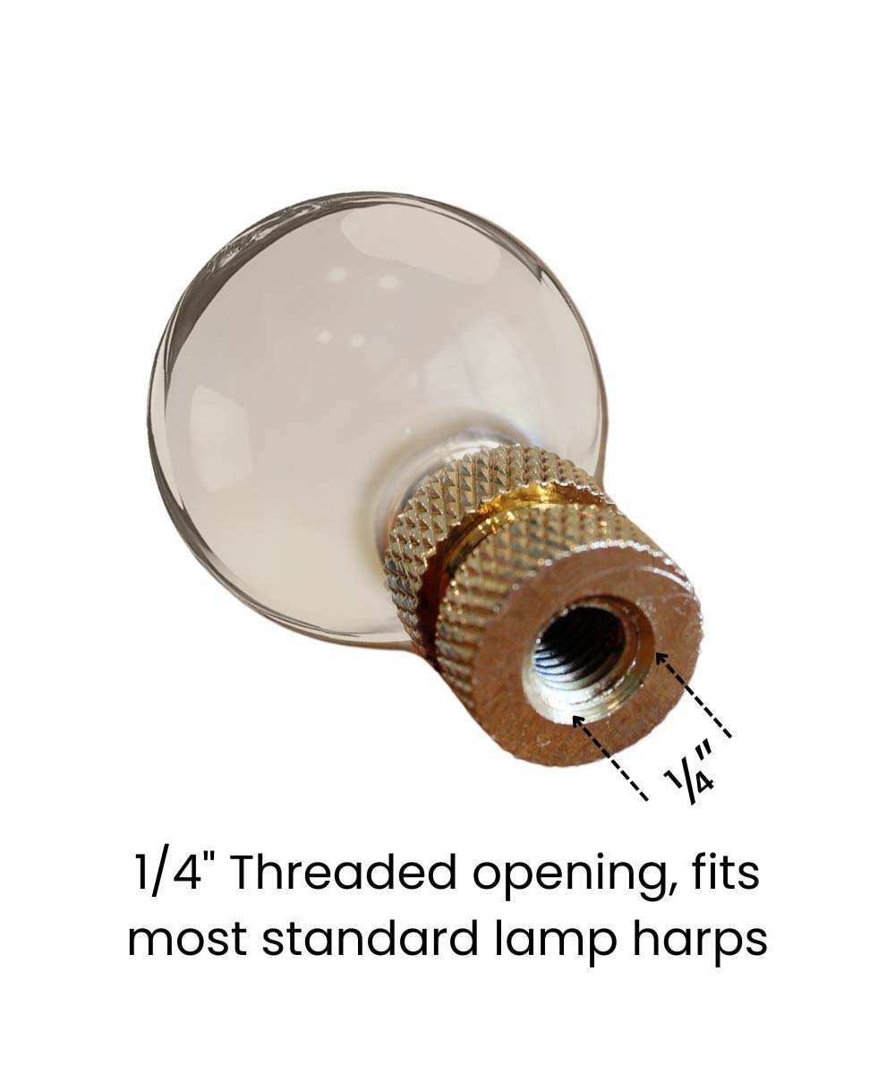 Smooth Ball Lamp Finial Crystal Amber Glass, 30mm