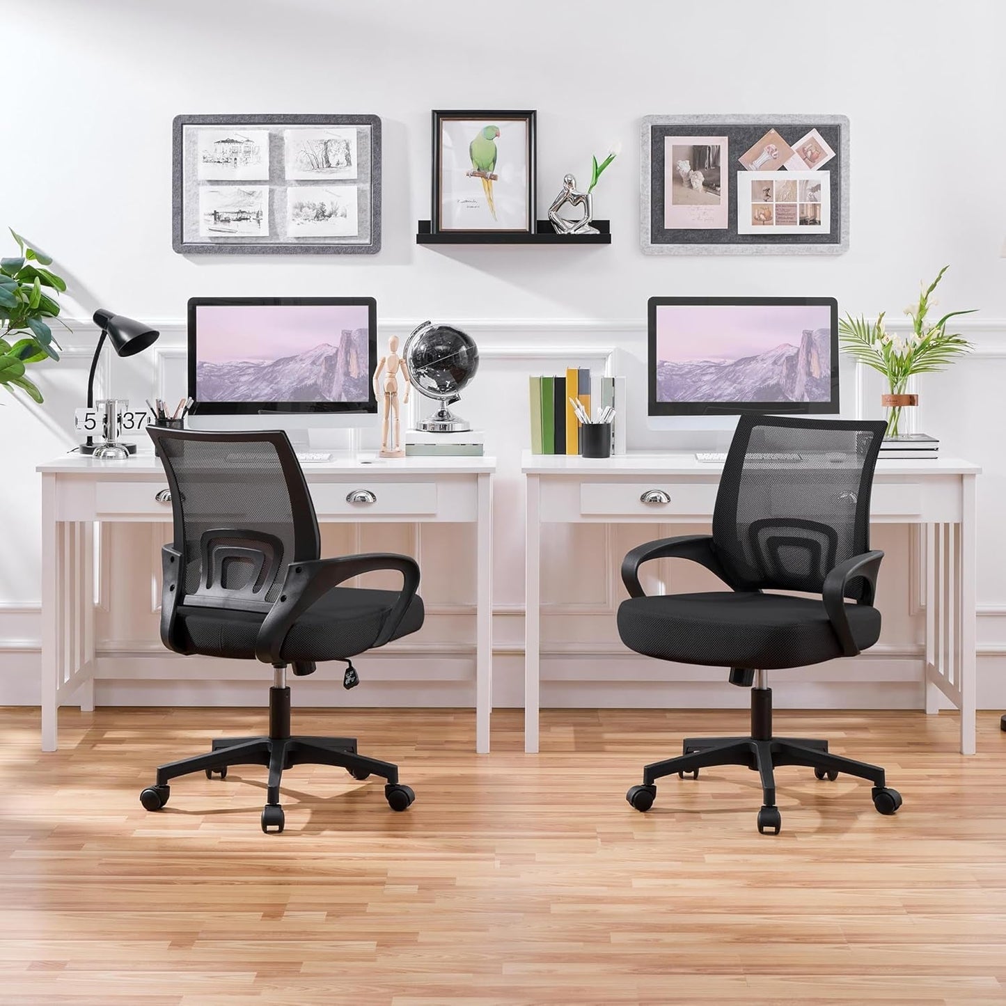 Ergonomic Mesh Office Chair Black Height Adjustable 2 Pack