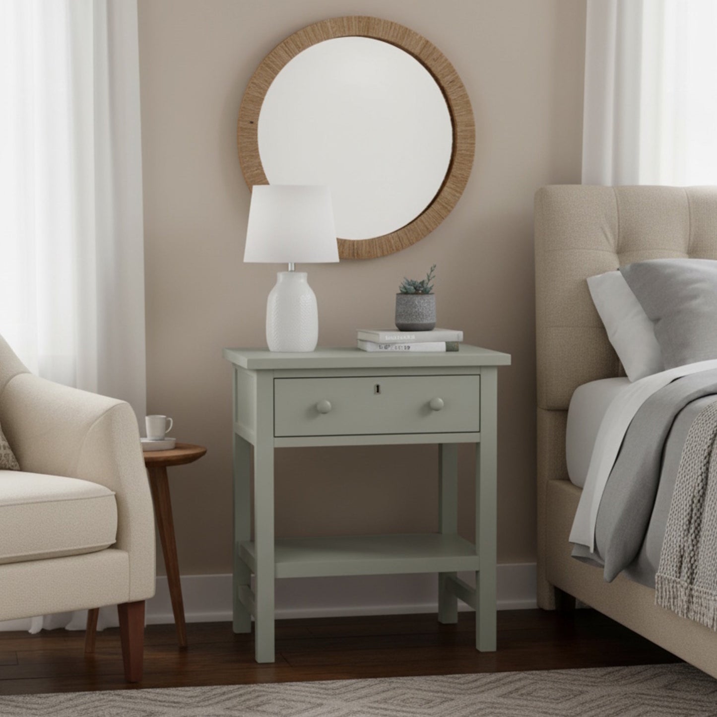 Finley 1-Drawer Storage Nightstand - Antique