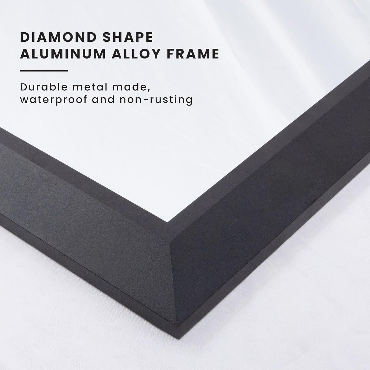 Black Bathroom Mirror 50x30 Inch Over Two Sinks Wall Mount