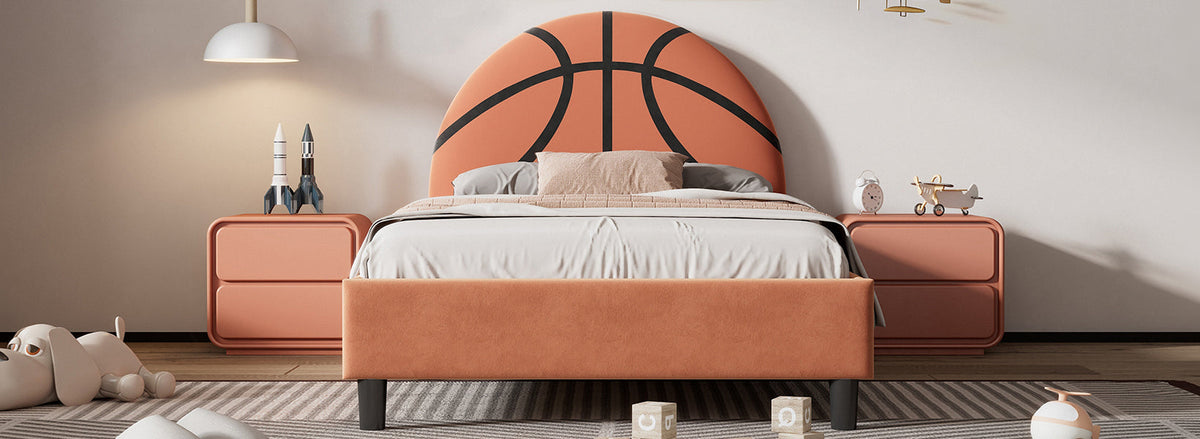 Basketball Design Upholstered Twin Platform Bed