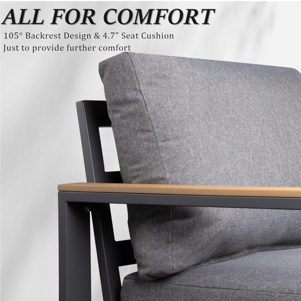 52" All-Weather Aluminum Patio Loveseat Sofa with Thick Cushions
