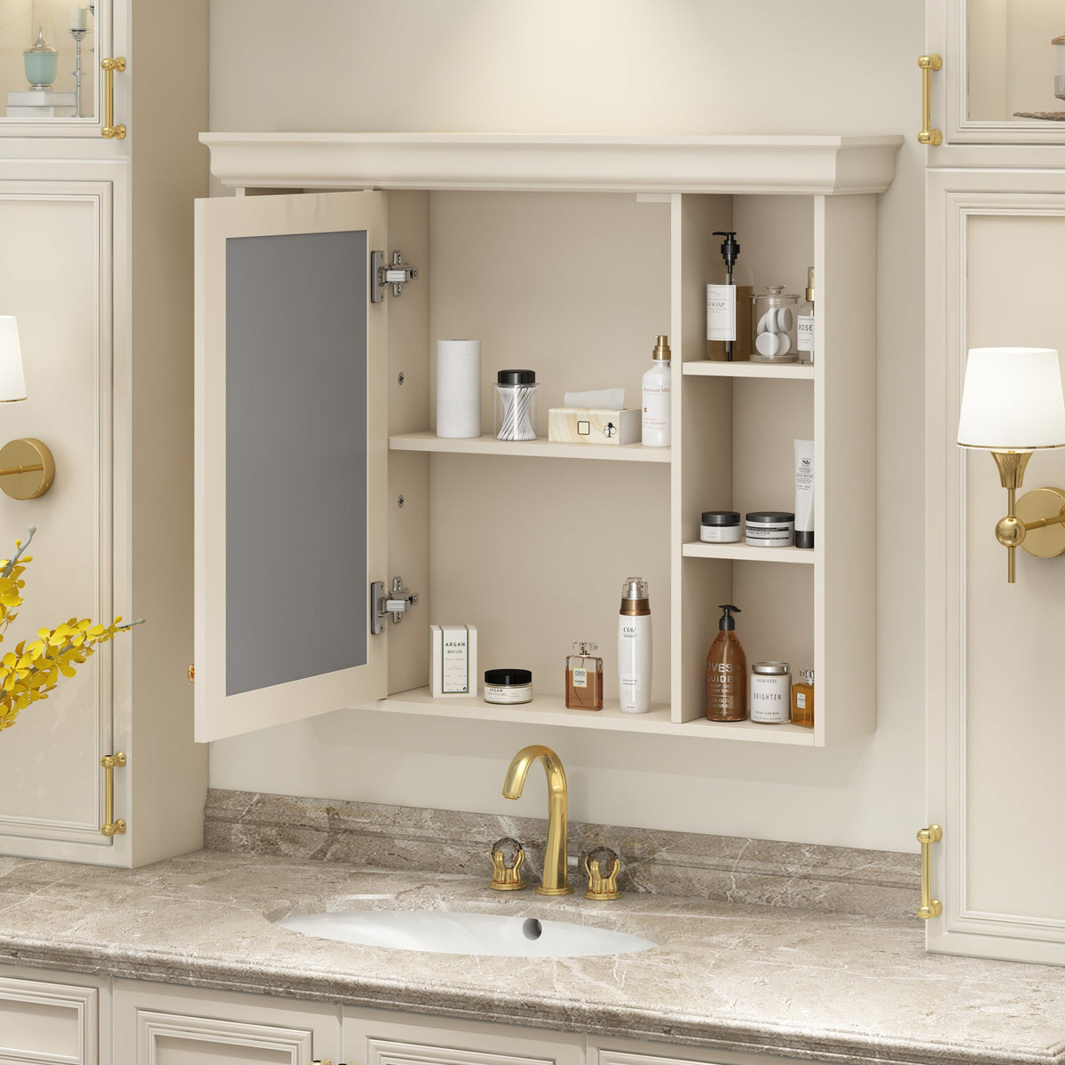 35'' x 28'' Wall Mounted Bathroom Storage Cabinet with Mirror