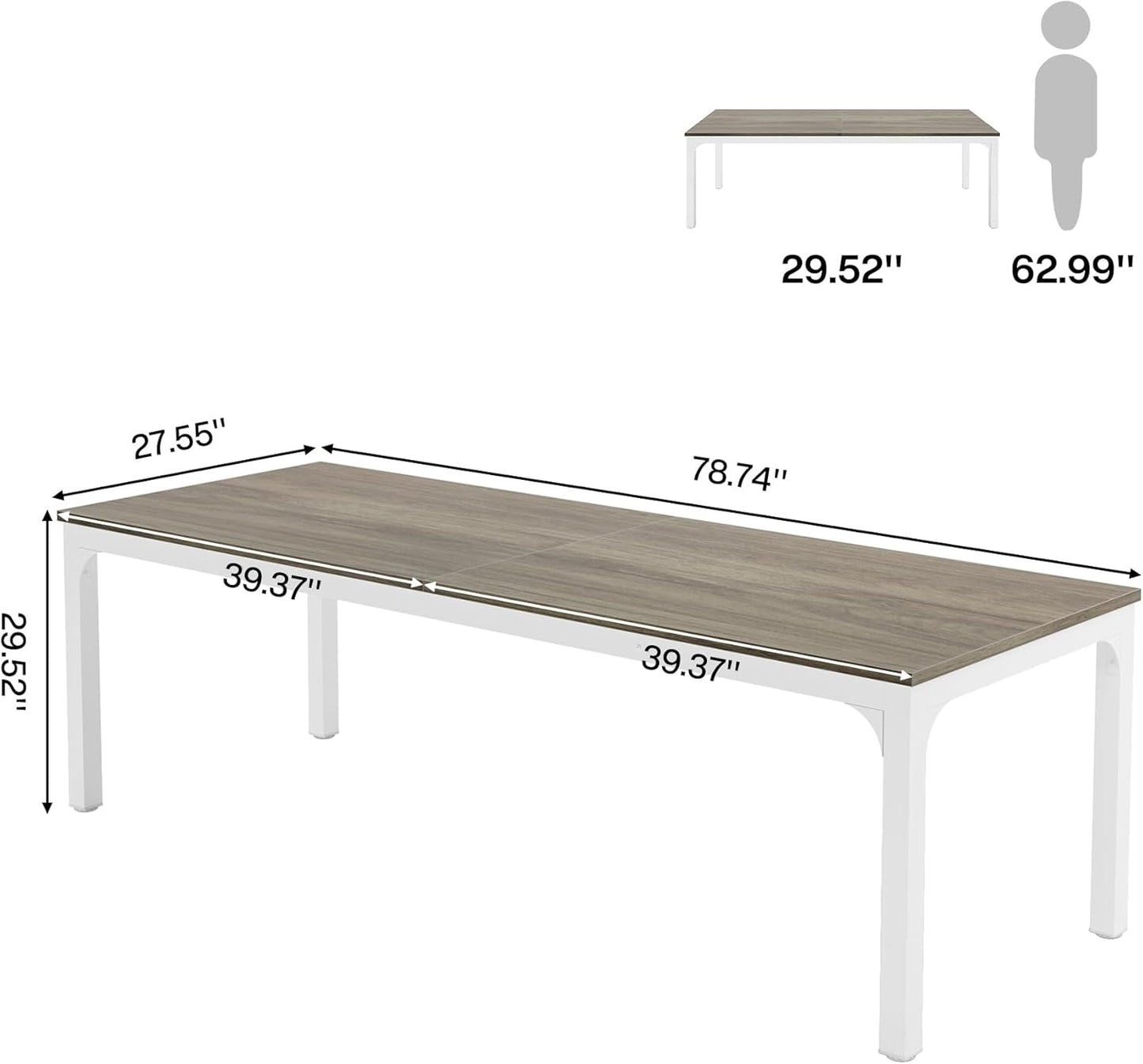 78.7 Inch Extra Long Computer Desk For Two People Office