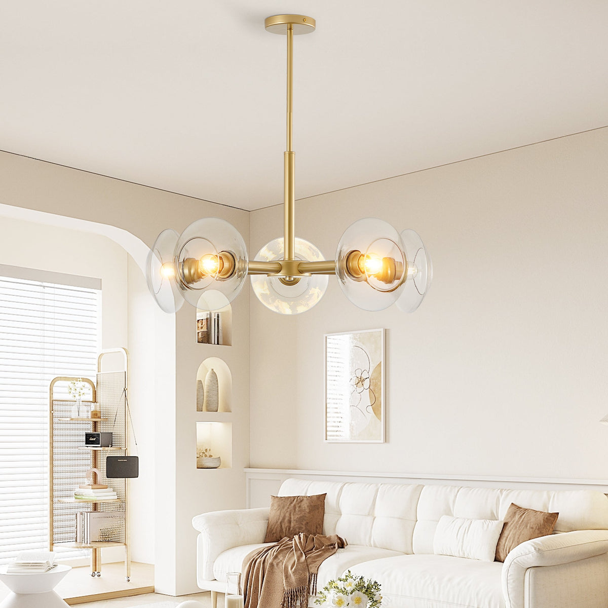 26" Modern Gold 5-Light Sputnik Chandelier