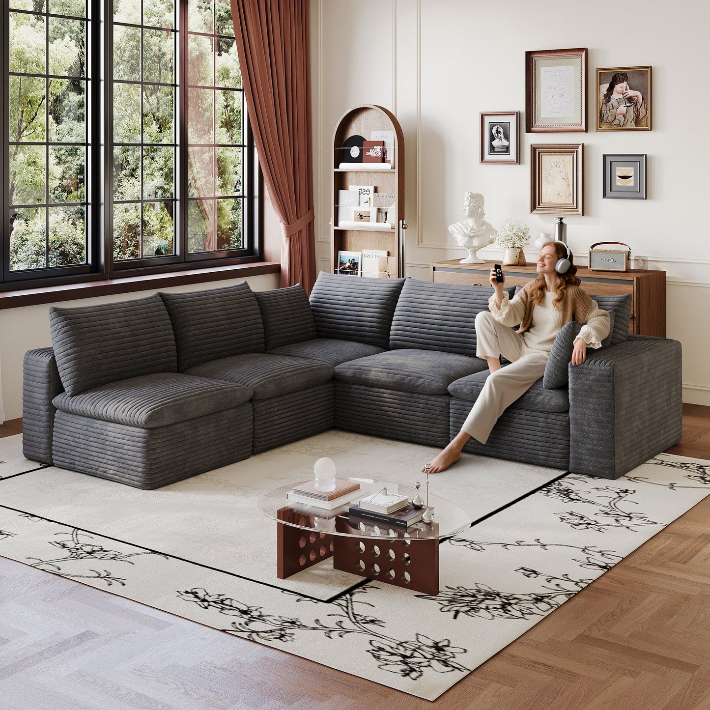 Cloud Sofa - Corduroy Fabric Deep Seat Couch