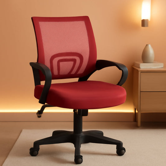 Ergonomic Red Mesh Office Chair With Lumbar Support