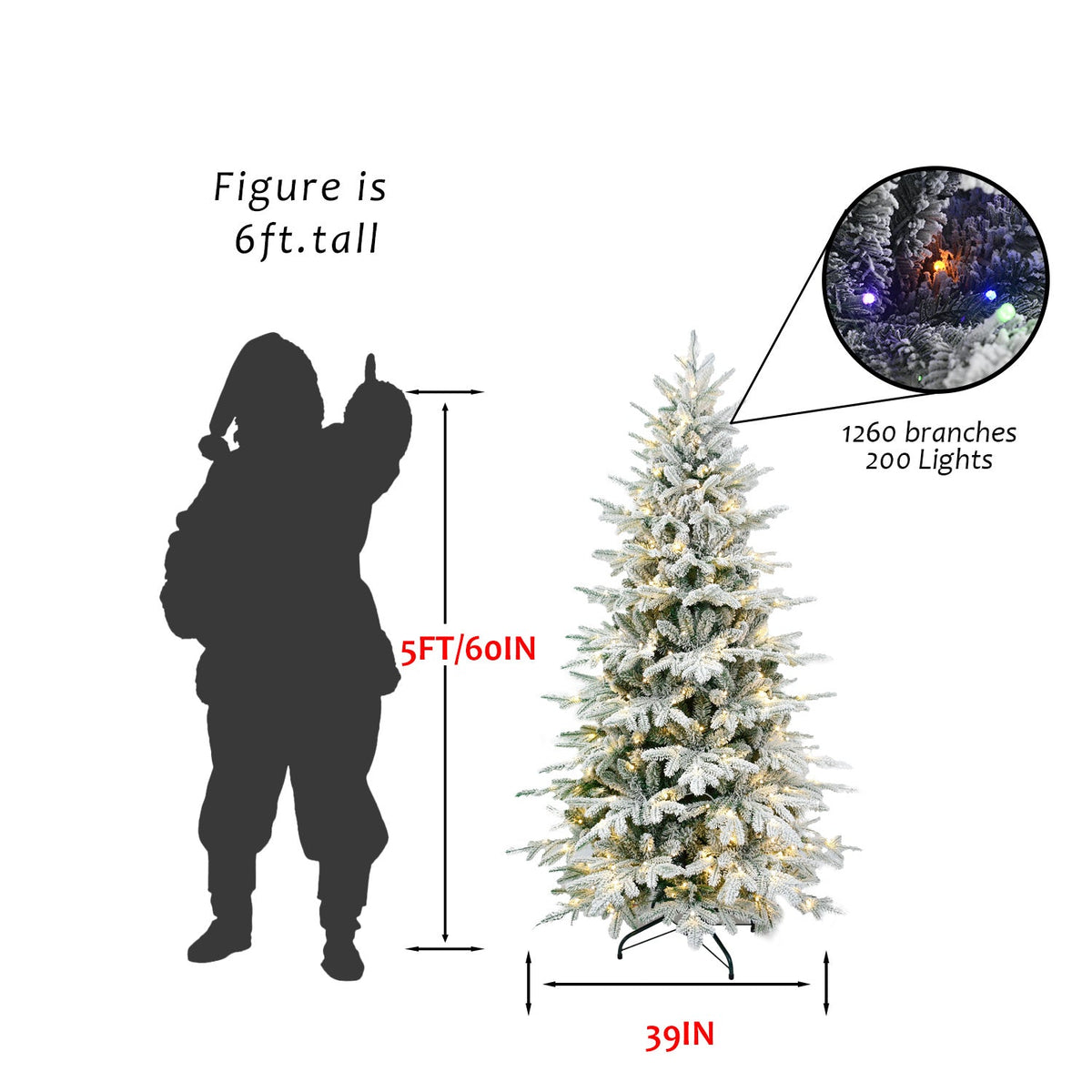8FT PE+PVC Flocked Artificial Christmas Tree