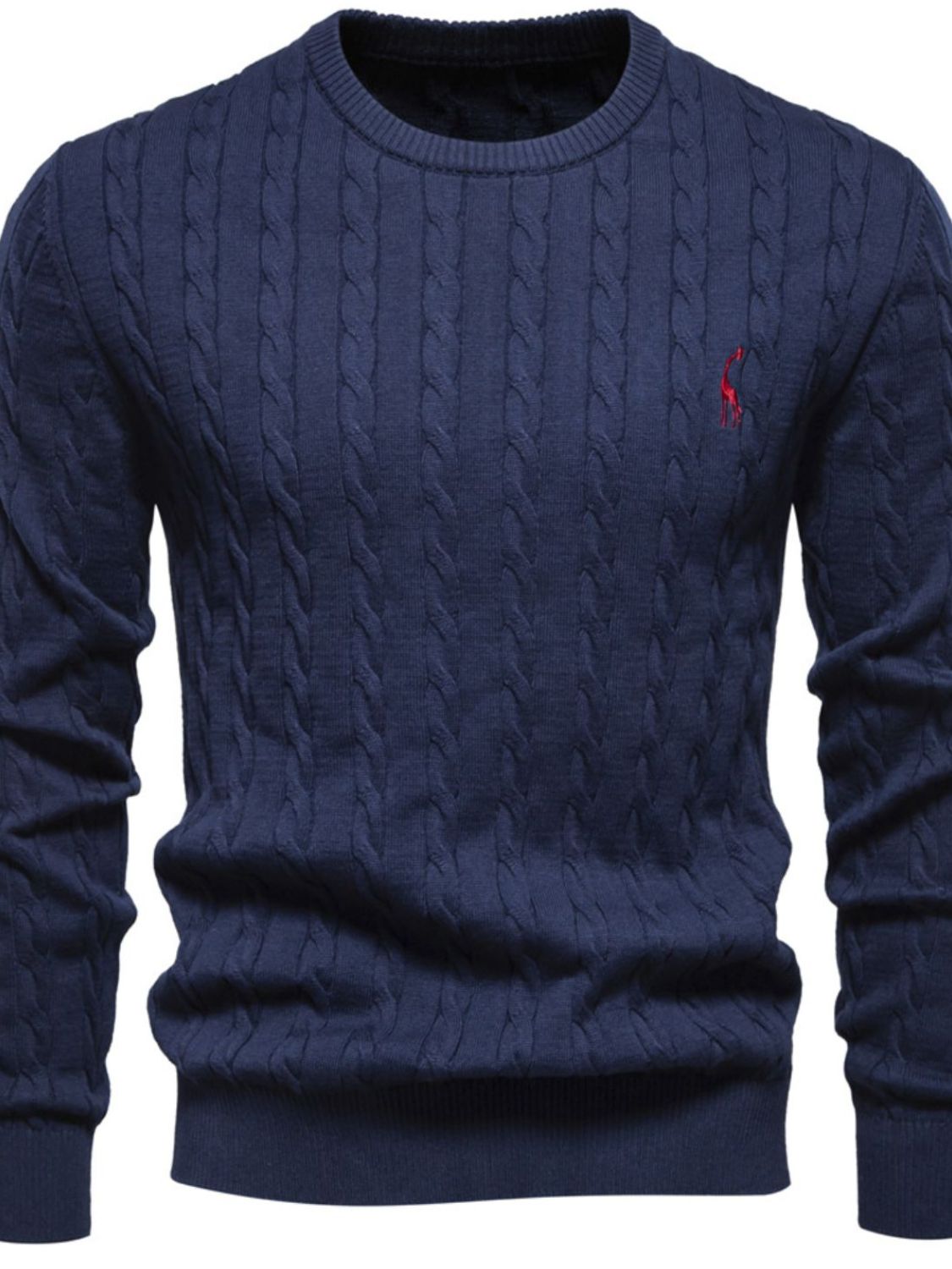 Cable-Knit Round Neck Long Sleeve Sweater