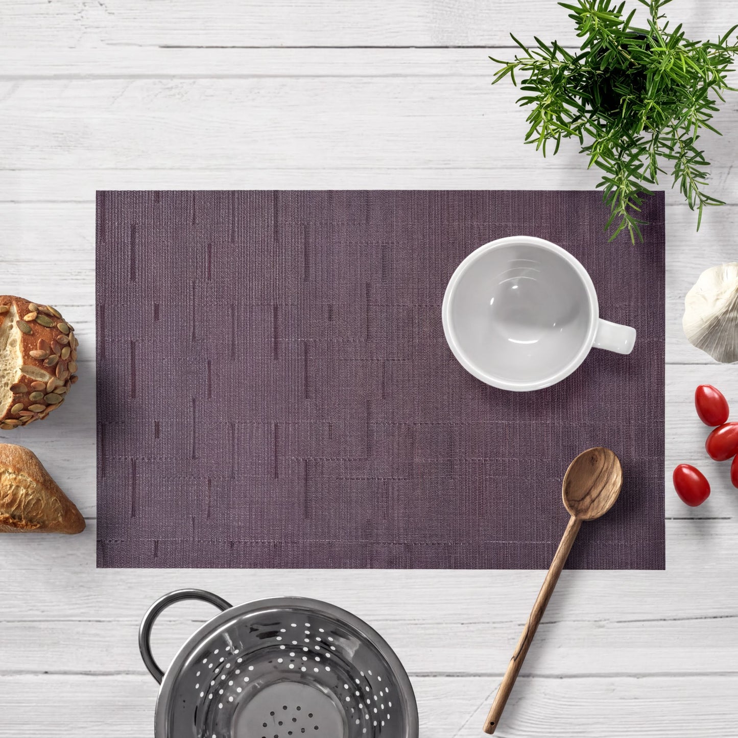 PVC Placemats – Burgundy Dining Table Mats | Non Slip, Heat Resistant, Easy Clean